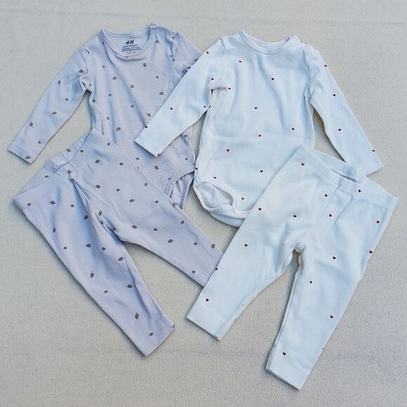 H&M 2 sets of long sleeve bodysuits and pants size 9 months - Picture 11 of 12